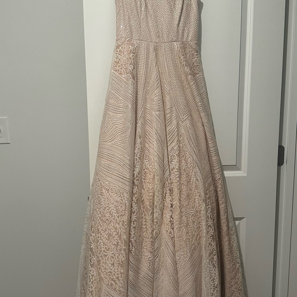 Elegant Beige Patterned Gown